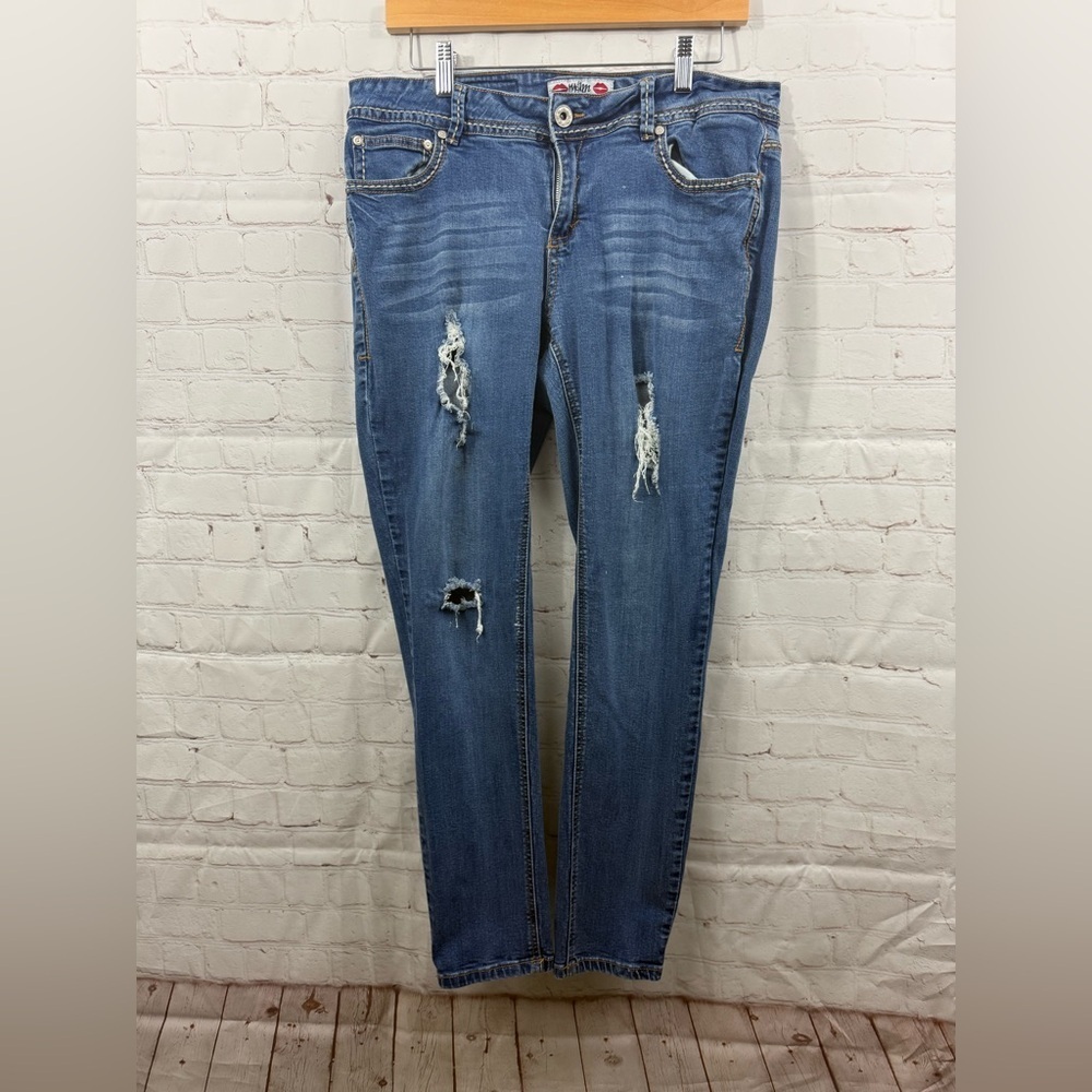 WAM What About Me Jeans Womens Size 16W Medium Wash Distressed Tapered Western